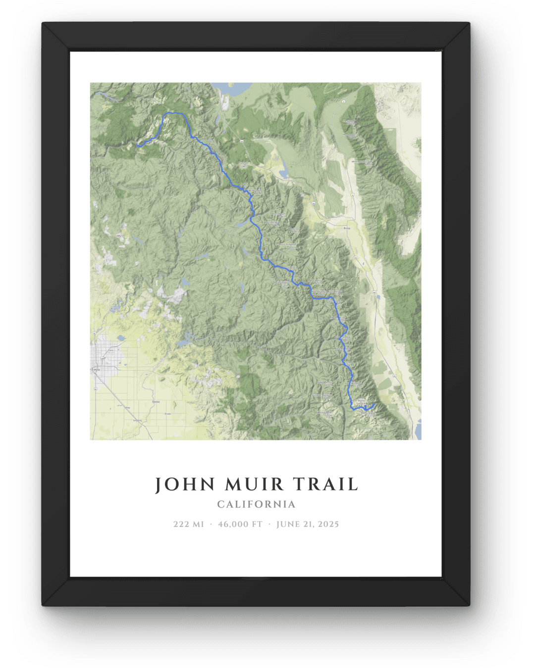 John Muir Trail — Topo style poster